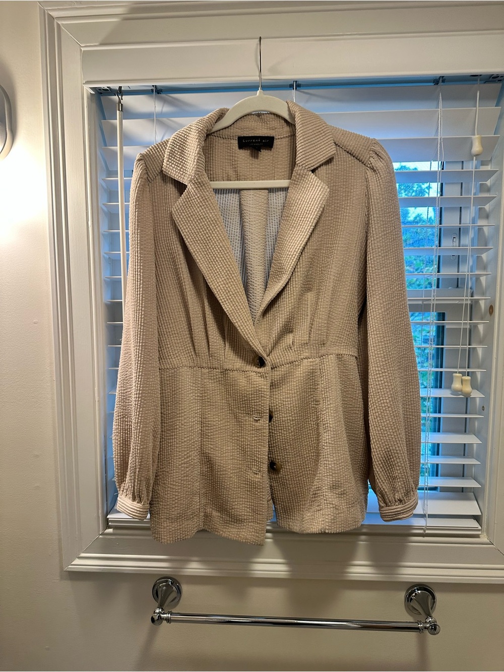 Current Air Cream Textured Waffle Blazer
